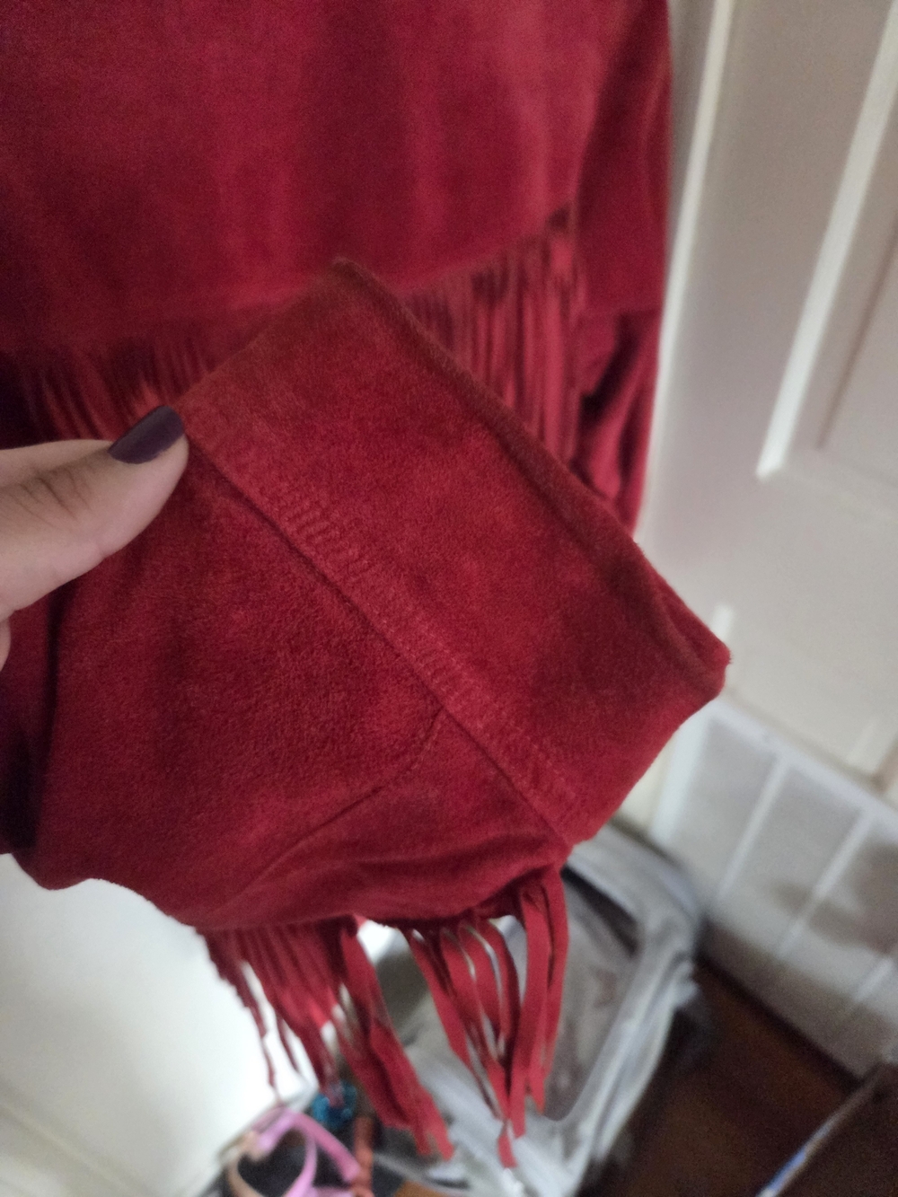 Red Suede Fringe Jacket - Picture 4 of 5